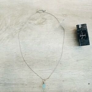 NWT Argentium Sterling Silver with Aqua Blue Teardrop Pendant